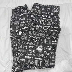 EUC Secret Treasurers Jogger Lounge PJ pants coffee print
